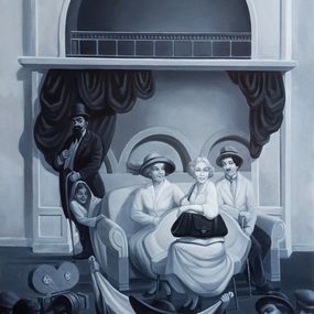 Painting, Echoes of Laughter: A Surreal Chaplin Portrait, Artush Voskanyan