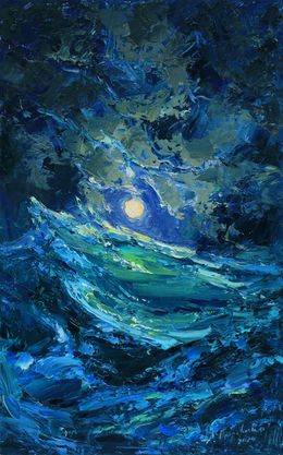 Gemälde, Night at the sea, Alisa Onipchenko-Cherniakovska