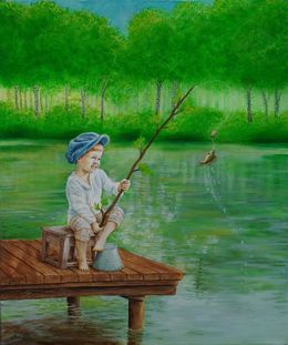 Painting, Fishing joy, Marie Adler