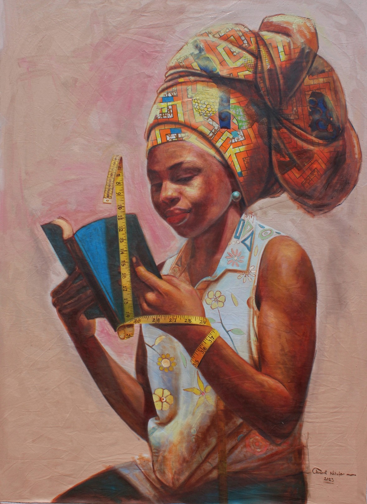 Clement Mmaduako Nwafor, Chronometry -21st Century, Contemporary, Figurative Portrait, Oil, Women Fabrics Clement Mmaduako Nwafor, Chronometry -21st Century, Contemporary, Figurative Portrait, Oil, Women Fabrics