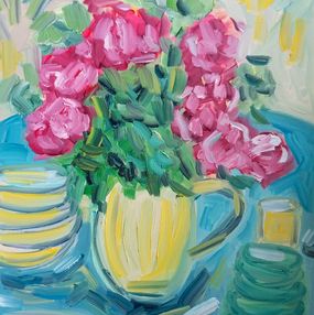 Painting, My lovely summer table with red roses, Natalya Mougenot