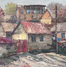 Peinture, Rustic Village Scene, Kamo Atoyan