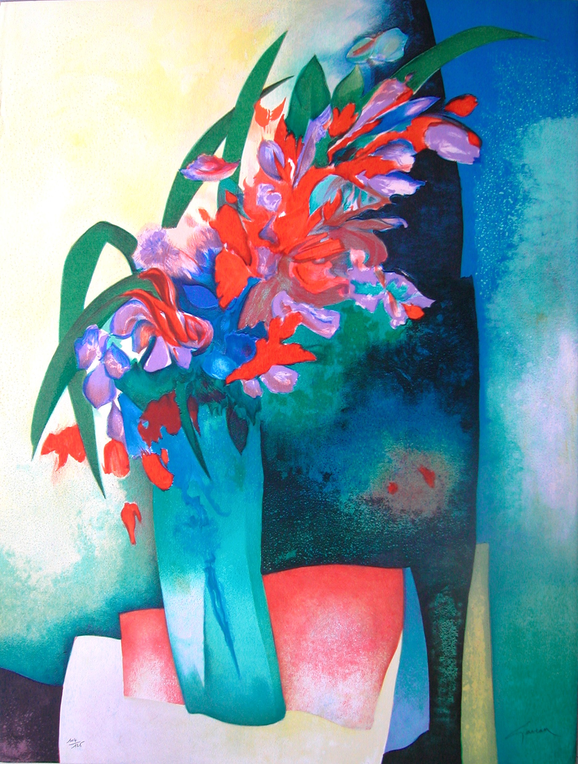 Claude Gaveau, Les iris, lithographie originale Claude Gaveau, Les iris, lithographie originale