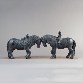 Escultura, Two Percherons and their little riders, Sophie Verger