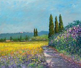 Pintura, A summer day - Tuscany landscape painting, Biagio Chiesi