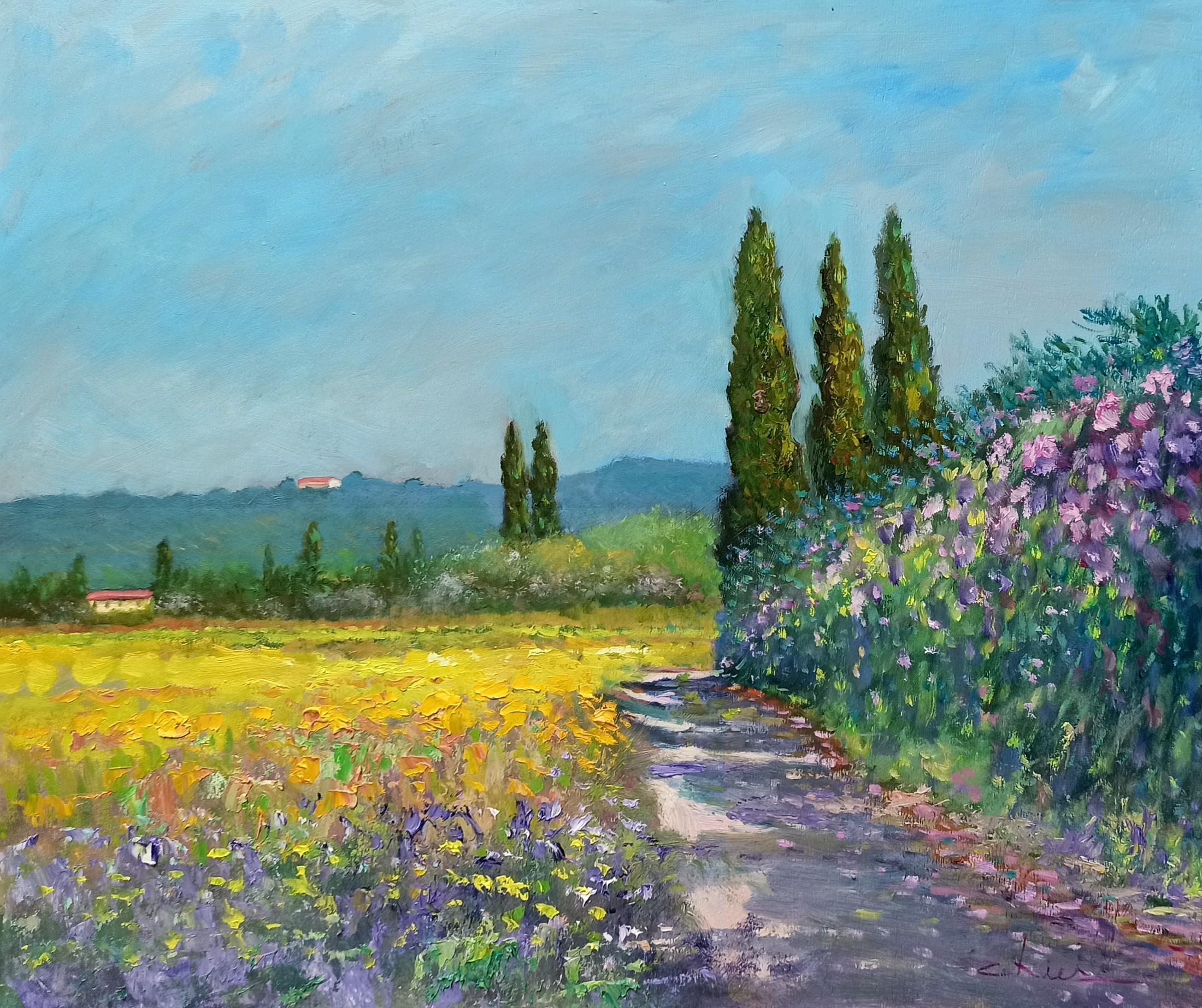 Biagio Chiesi, A summer day - Tuscany landscape painting Biagio Chiesi, A summer day - Tuscany landscape painting