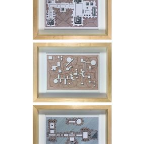 Fine Art Drawings, Set of 3 Abstract Drawing on paper. Framed, Rodrigo Spinel