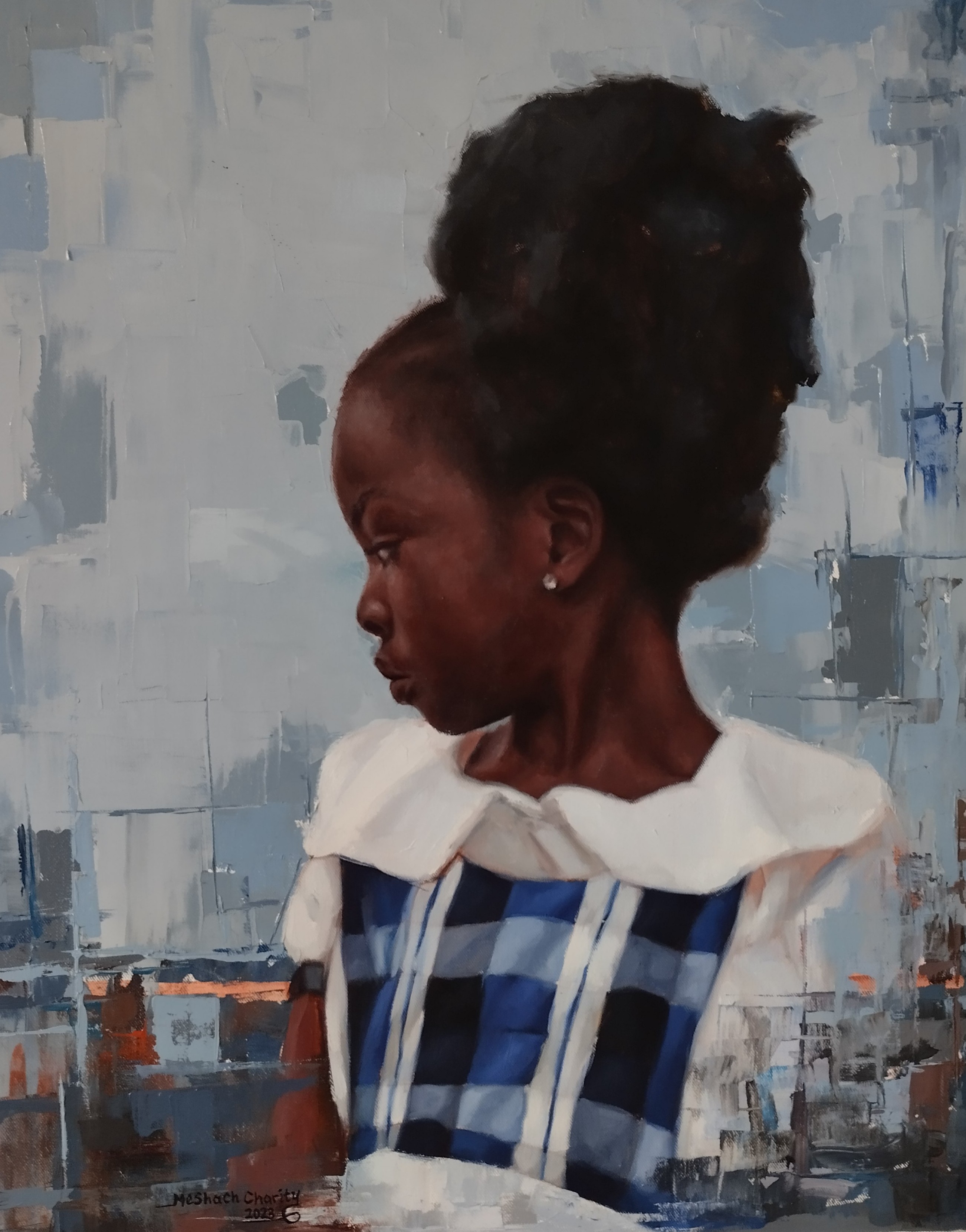 Meshach Charity, Echoes of Grace - 21st Century, Contemporary, Figurative, School Girl Uniform Meshach Charity, Echoes of Grace - 21st Century, Contemporary, Figurative, School Girl Uniform
