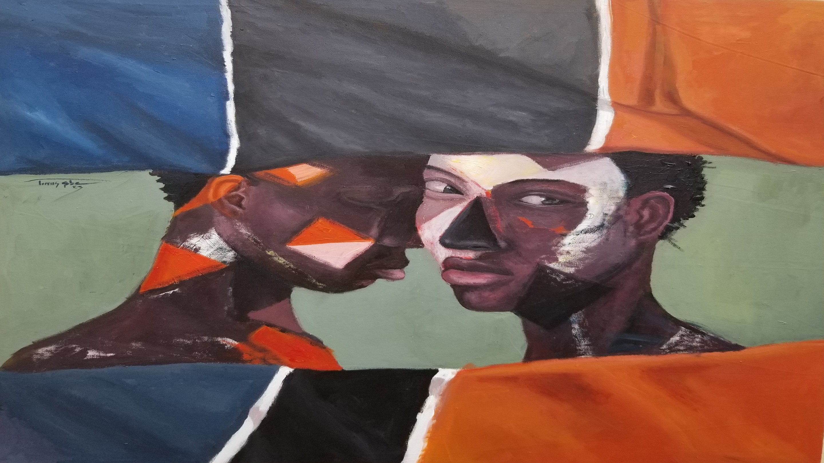 Aba Linus, Stronger With You - 21st Century, Contemporary, Figurative Portrait, Brotherhood Aba Linus, Stronger With You - 21st Century, Contemporary, Figurative Portrait, Brotherhood