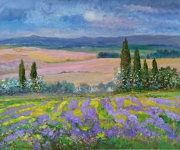 Painting, Flowery impressionist landscape - Tuscany painting, Biagio Chiesi