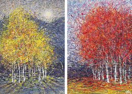 Gemälde, Diptych The colors of the joy of the autumn (stretched), Nadine Antoniuk