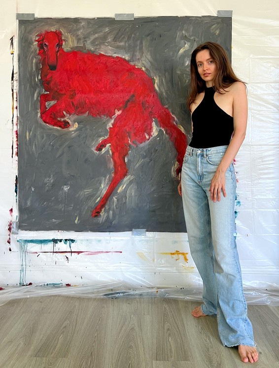 Inga Makarova, Red Hound, Painting on canvas