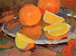 Gemälde, Oranges on brown, Alisa Onipchenko-Cherniakovska