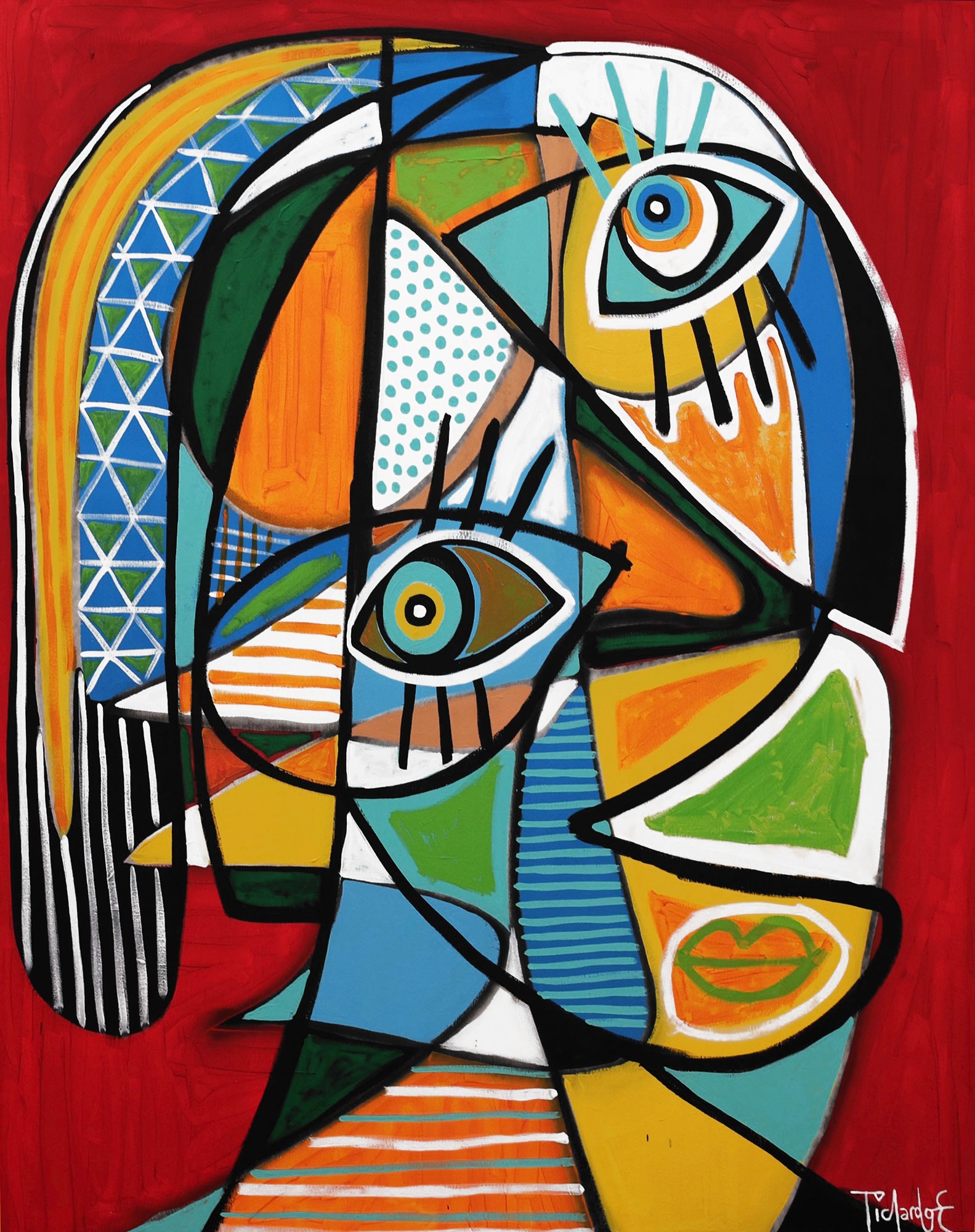 Enrique Pichardo, Retrato en fondo rojo emoción Enrique Pichardo, Retrato en fondo rojo emoción