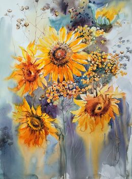 Peinture, Tournesols / série Fleurs, Nadia Bodnar