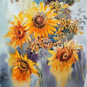 Peinture, Tournesols / série Fleurs, Nadia Bodnar