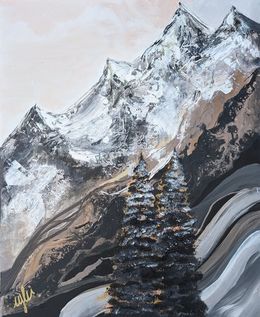 Painting, Snowy fir free, Lucie Pautret