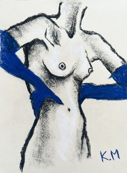 Fine Art Drawings, Madam in Blue Gloves, Kristina Malashchenko