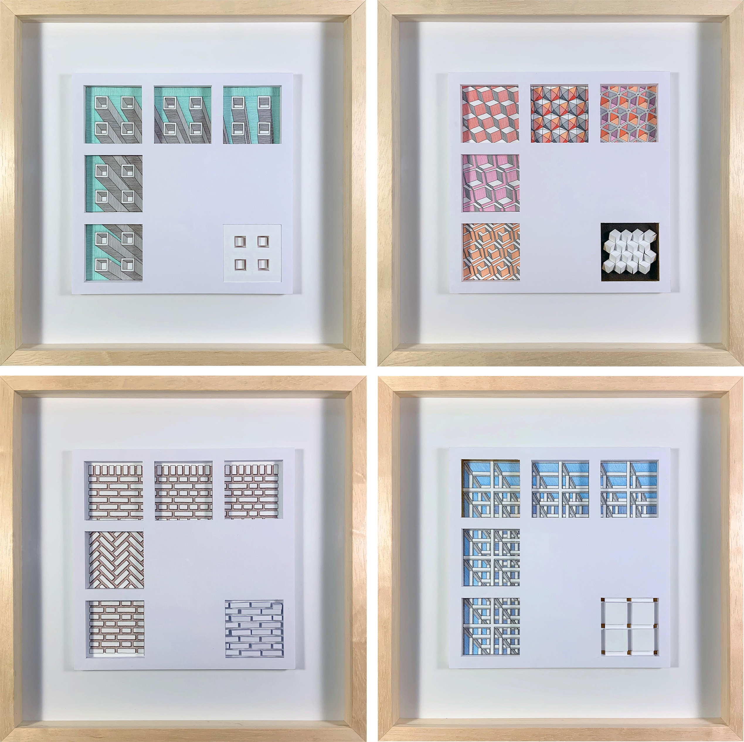 Rodrigo Spinel, Set of 4 Abstract Drawings. From the series Illusions of the Line Rodrigo Spinel, Set of 4 Abstract Drawings. From the series Illusions of the Line