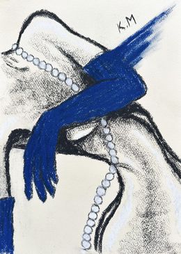 Gemälde, Lady in Blue Gloves, Kristina Malashchenko