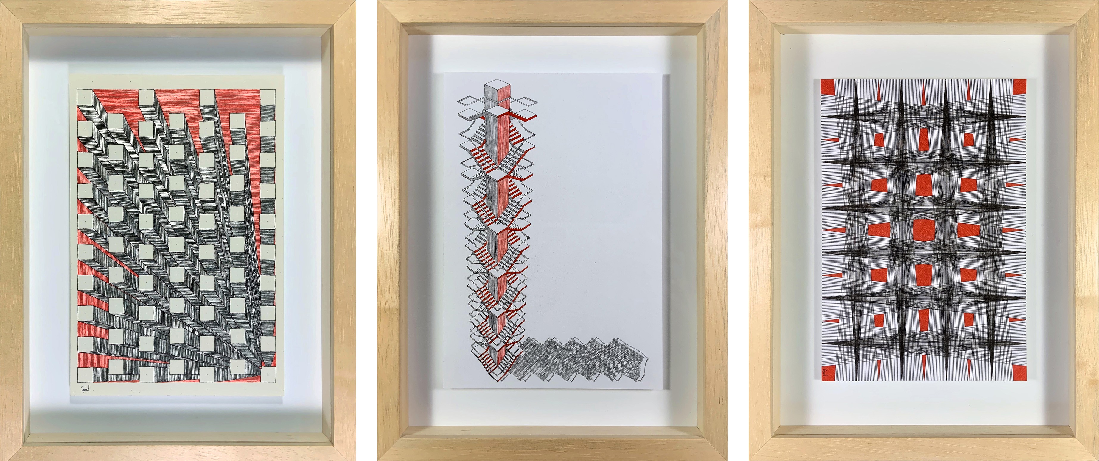 Rodrigo Spinel, Bloques Desalineado 2, Espejo, and Regular. Framed Rodrigo Spinel, Bloques Desalineado 2, Espejo, and Regular. Framed