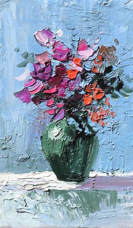 Painting, Petals in Green Vase, Vahe Bagumyan