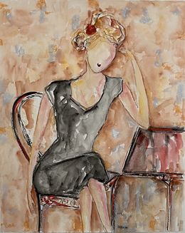 Painting, I took a seat in the café, Isabelle Hirtzig
