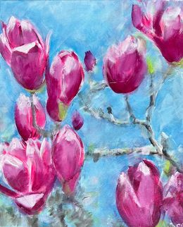 Painting, Magnolias Magenta, Charlotte Pivard