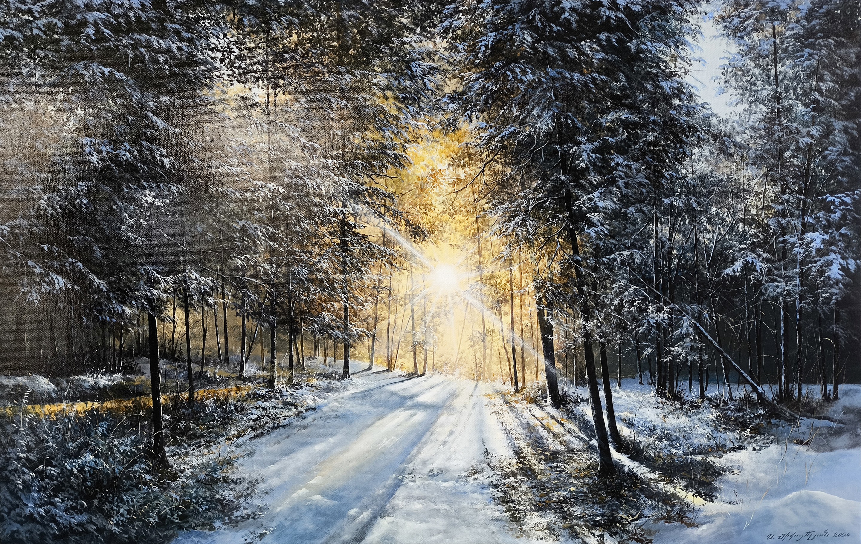 Sergey Miqayelyan, Snow-Covered Path the Pines Sergey Miqayelyan, Snow-Covered Path the Pines