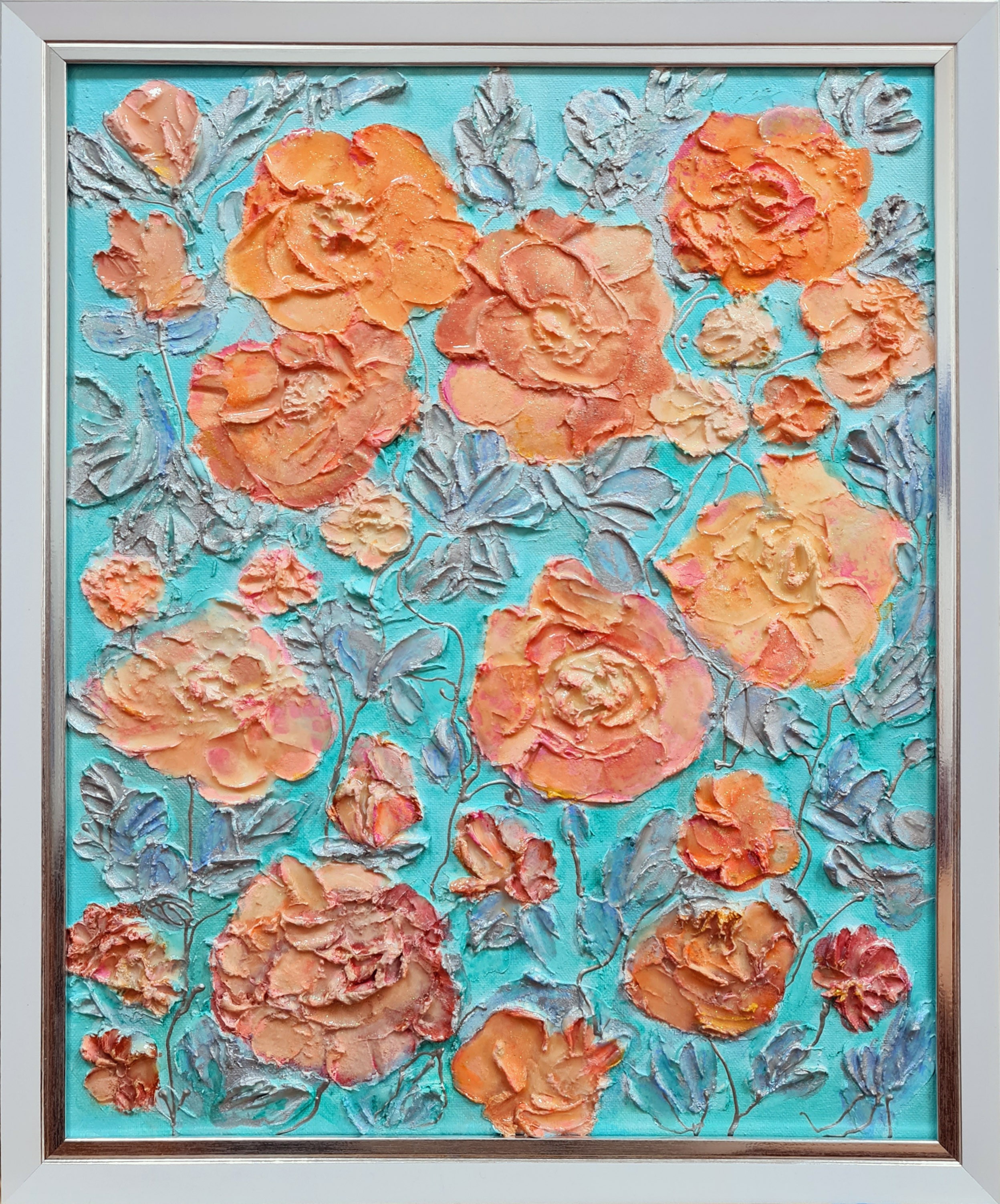 Lilya Volskaya, Pink peonies - relief interior modern painting Lilya Volskaya, Pink peonies - relief interior modern painting