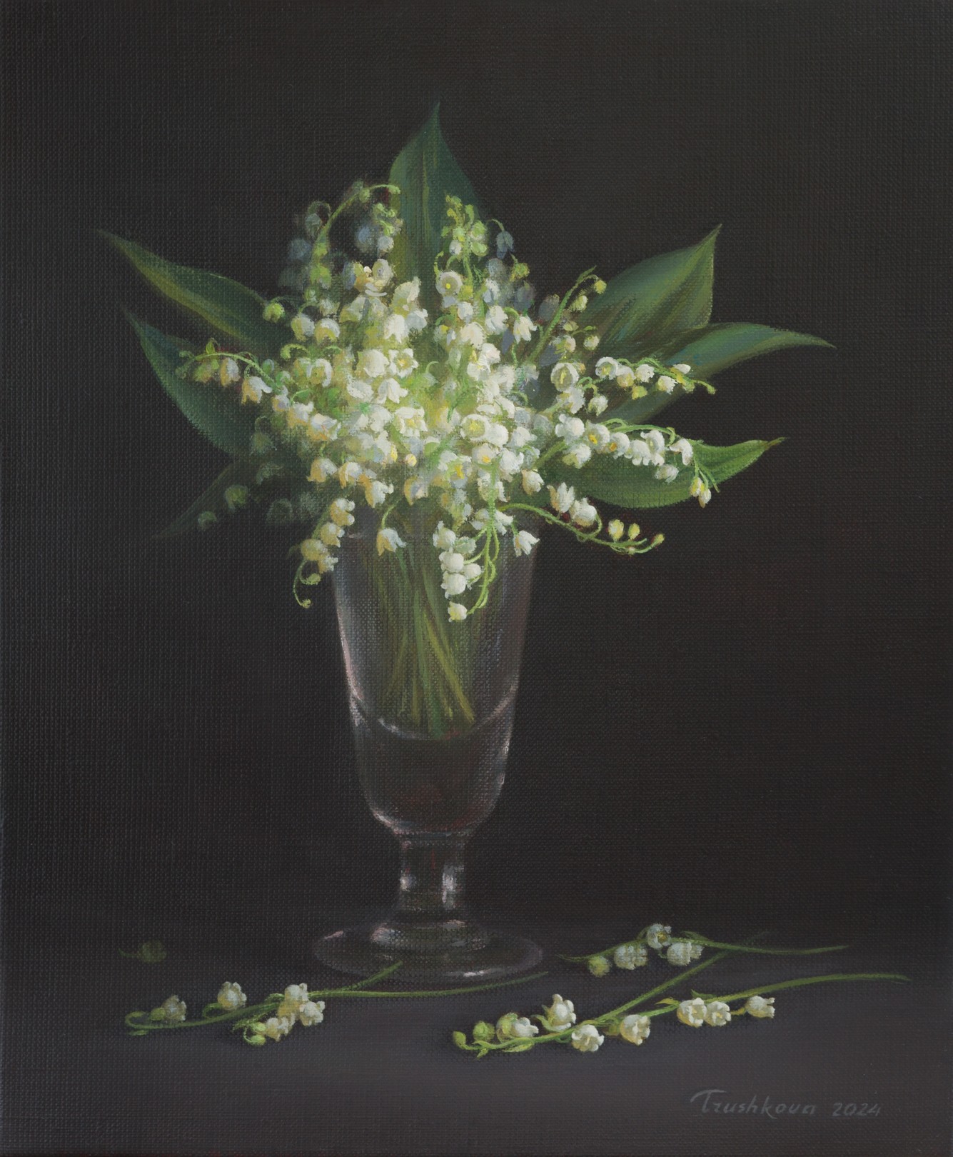 Irina Trushkova, Lilies of the valley in an antique glass Irina Trushkova, Lilies of the valley in an antique glass