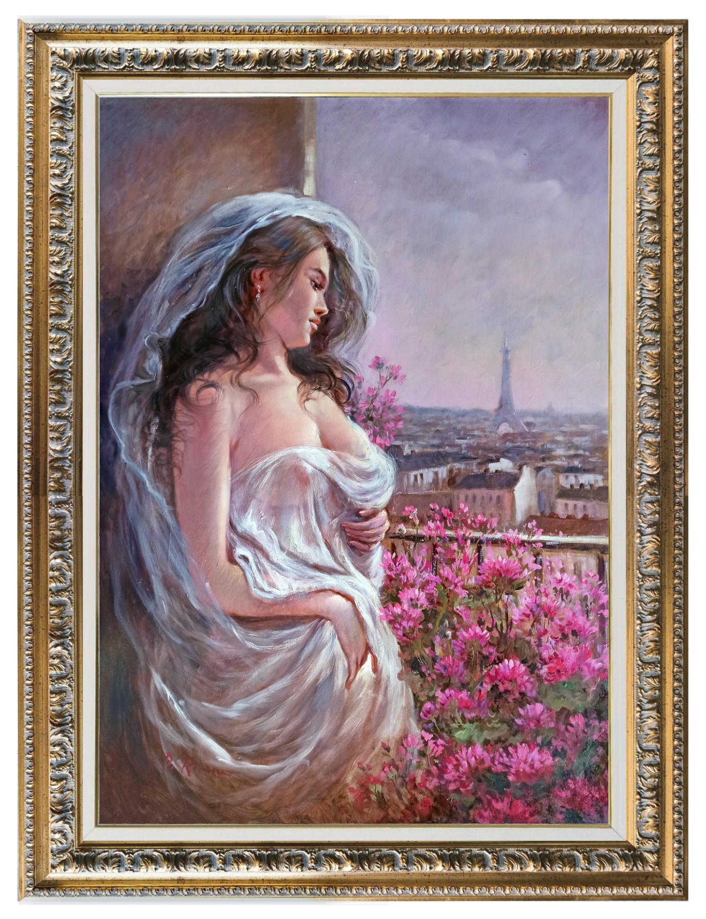 Domenico Ronca, Paris with love - Iralian painting & frame Domenico Ronca, Paris with love - Iralian painting & frame