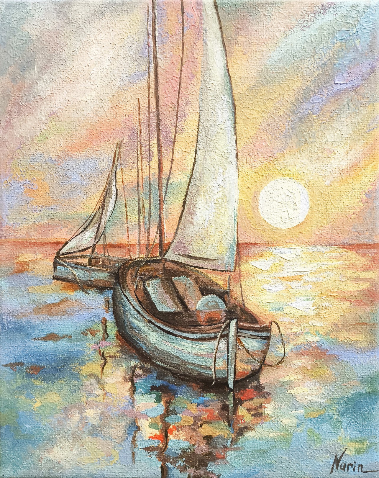 Narine Vardanyan, Sailboats at Dusk Narine Vardanyan, Sailboats at Dusk