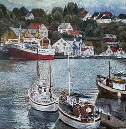 Painting, In the harbour of Kristiansund, Nadezda Stupina