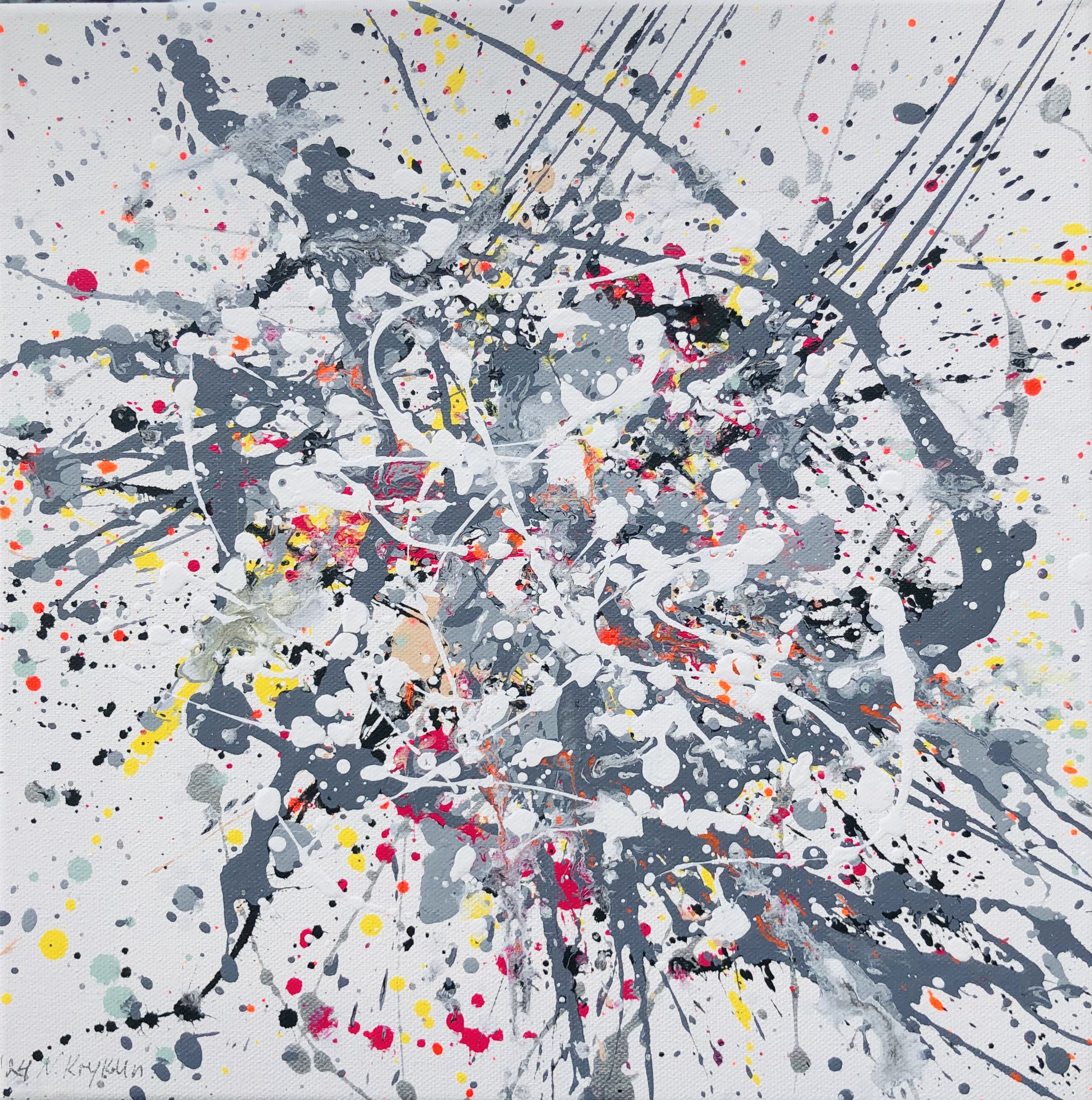 Nataliia Krykun, From the series The A Lightness 5 - minimalism monochrome gray, silber, white, black minimalism abstraction, expressionism dropping inspired by Jackson Pollock Nataliia Krykun, From the series The A Lightness 5 - minimalism monochrome gray, silber, white, black minimalism abstraction, expressionism dropping inspired by Jackson Pollock