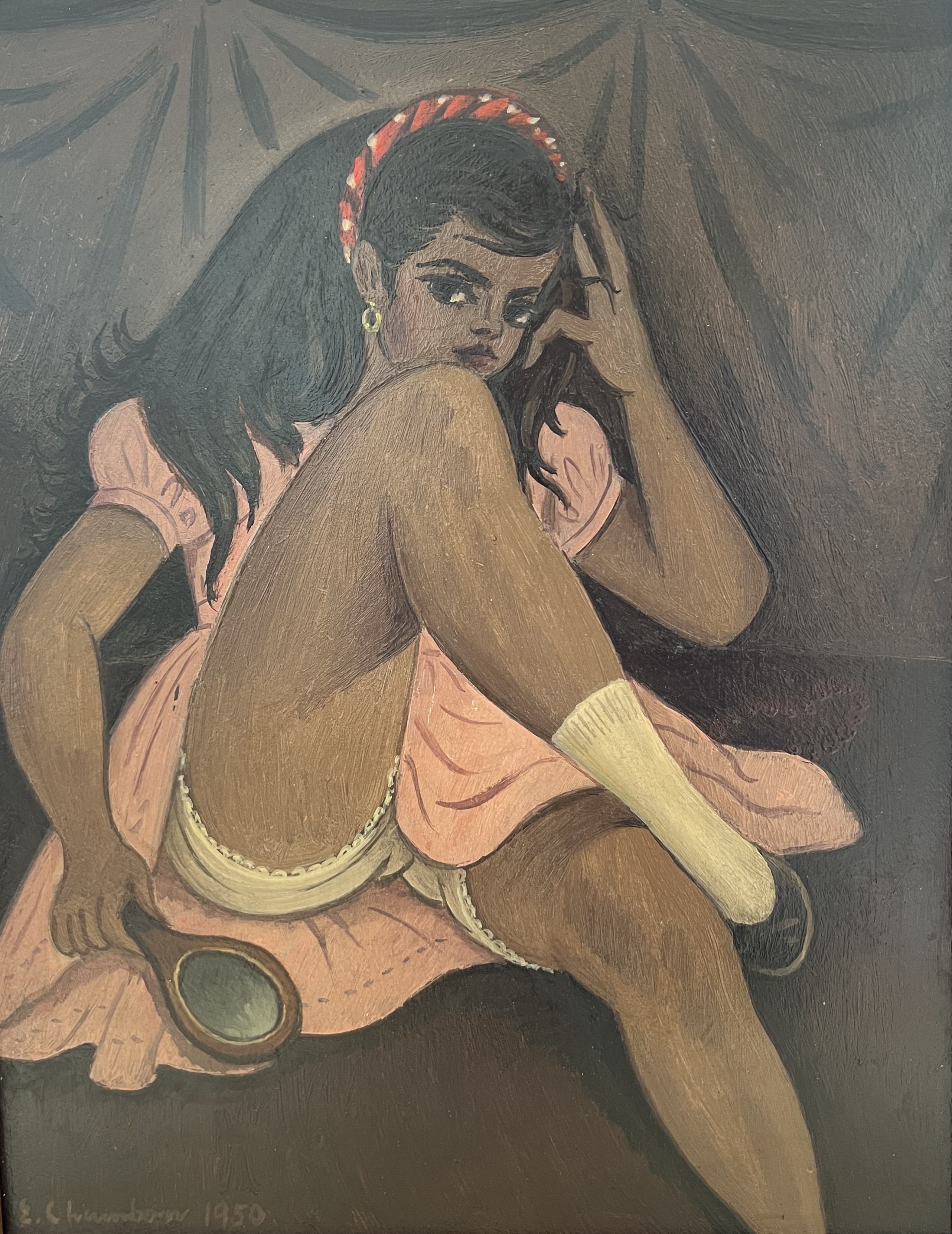 Emile-François Chambon, Jeune fille au serre tête rouge et étude de nu Emile-François Chambon, Jeune fille au serre tête rouge et étude de nu