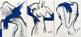 Zeichnungen, Triptych Blue Touches, Kristina Mallen