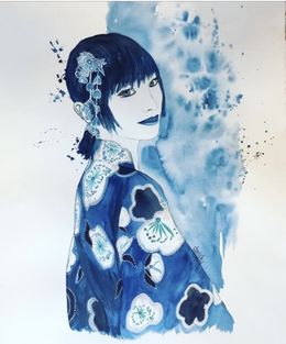 Peinture, Azur look at the blue kimono, Christy