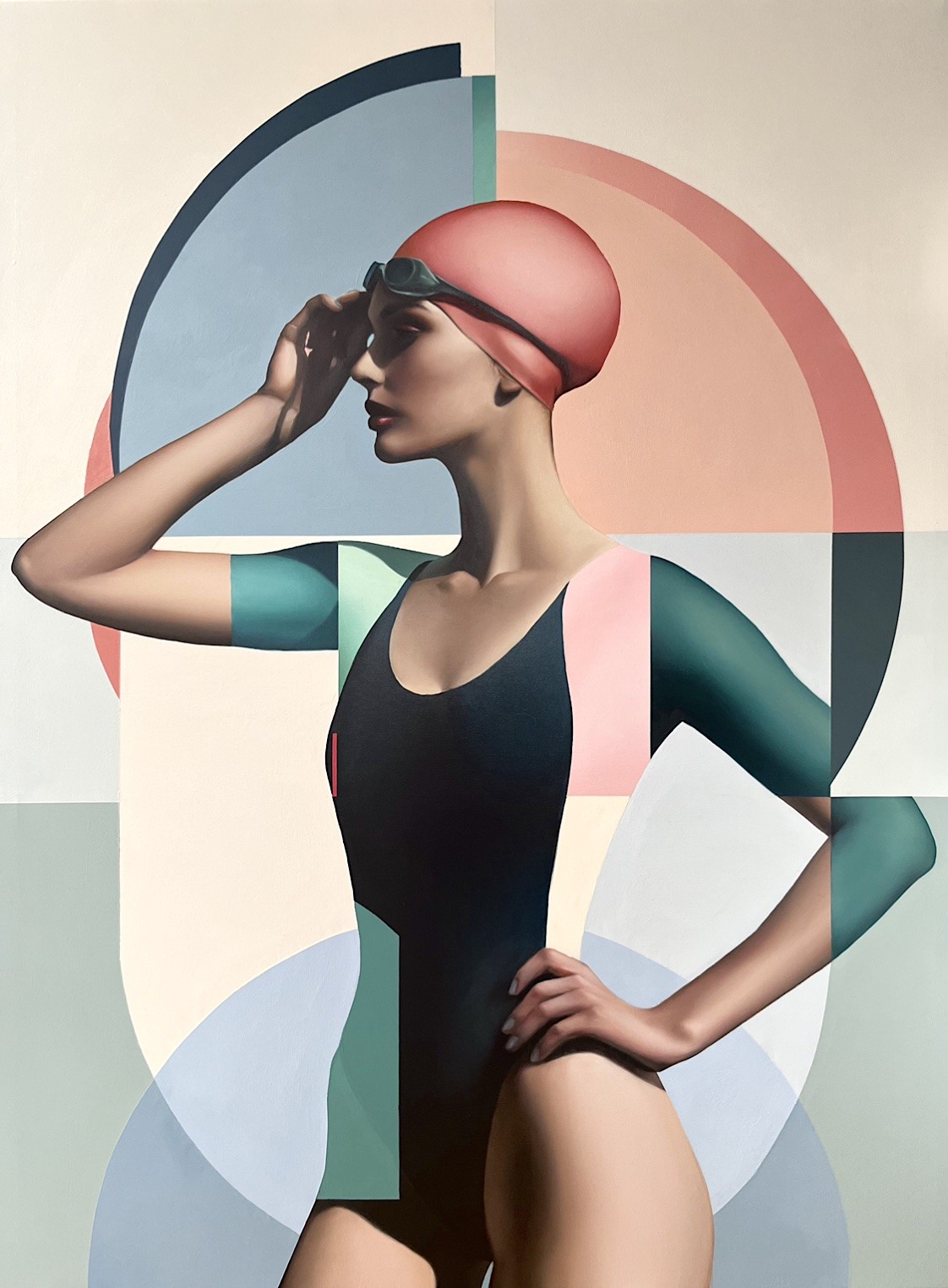 Damien Bassez, Black and Pink Bather Damien Bassez, Black and Pink Bather