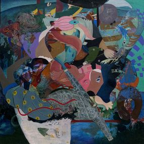 Gemälde, Dance of Fish and Dragon at Night, Xiao Ying Chen
