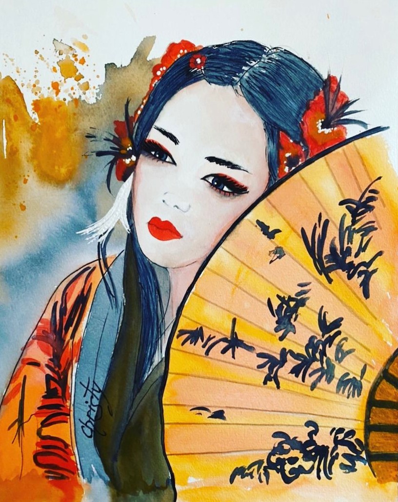 Christy, Orange sensu and white feather Christy, Orange sensu and white feather