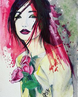 Painting, Sensuality with roses, Christy