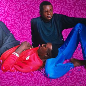 Painting, My Brother - 21st Century Contemporary, Figurative Portrait, Men, Colour Pattern, Kehinde Mayowa