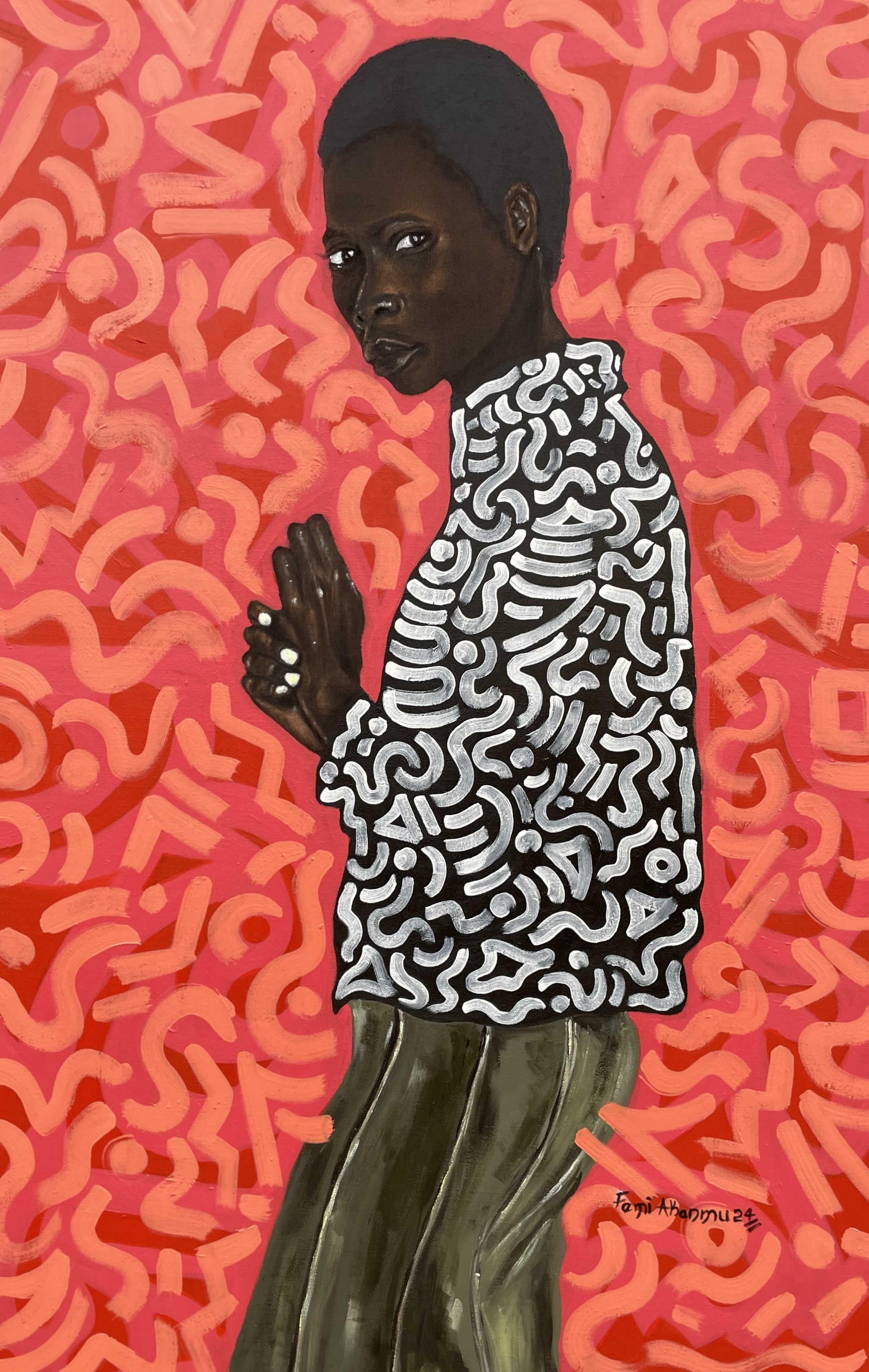 Oluwafemi Akanmu, Self Love 4 - 21st Century, Contemporary, Portrait, Mixed Media, African Woman Oluwafemi Akanmu, Self Love 4 - 21st Century, Contemporary, Portrait, Mixed Media, African Woman