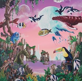 Painting, Glisser sur l'océan de la vie - Série Encelade, Michel Baudry
