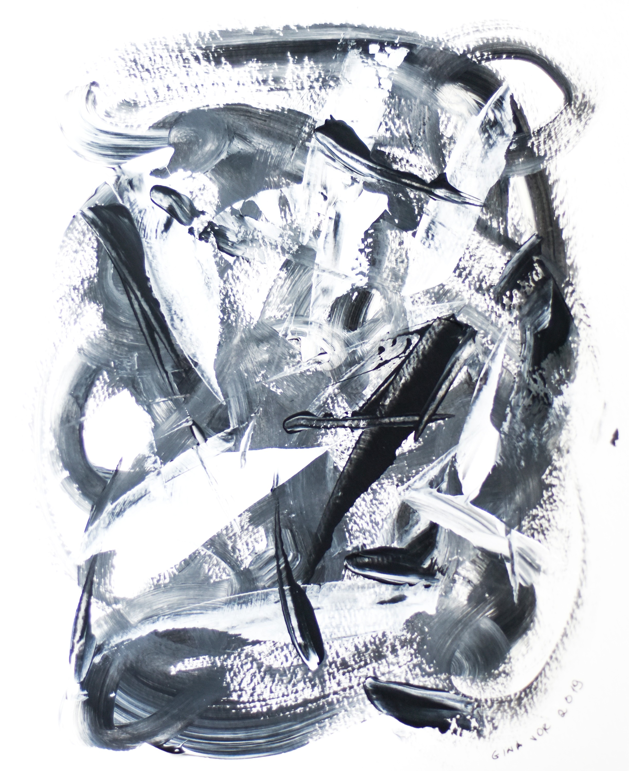 Gina Vor, Good Night 3 - Black and White Abstract Gina Vor, Good Night 3 - Black and White Abstract
