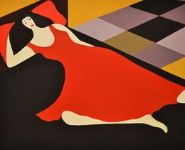 Gemälde, Femme au lit 2, Ahmed Zelfani