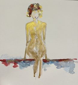 Gemälde, By the pool, Isabelle Hirtzig