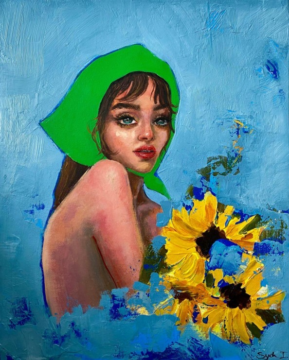 Inna Sych, Girl with sunflowers Inna Sych, Girl with sunflowers