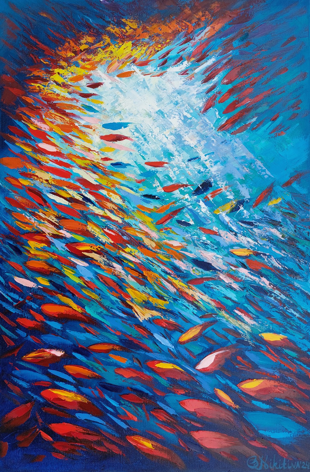 Olga Nikitina, Abstract Underwater Fish in Sunbirst Olga Nikitina, Abstract Underwater Fish in Sunbirst